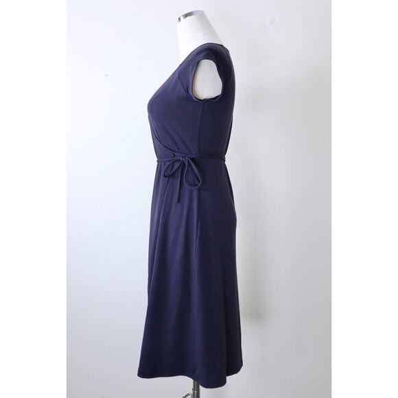 Susana Monaco Size XS Jersey Knit Wrap Dress Cap Sleeve Tie Waist V Neck Navy - Picture 5 of 11